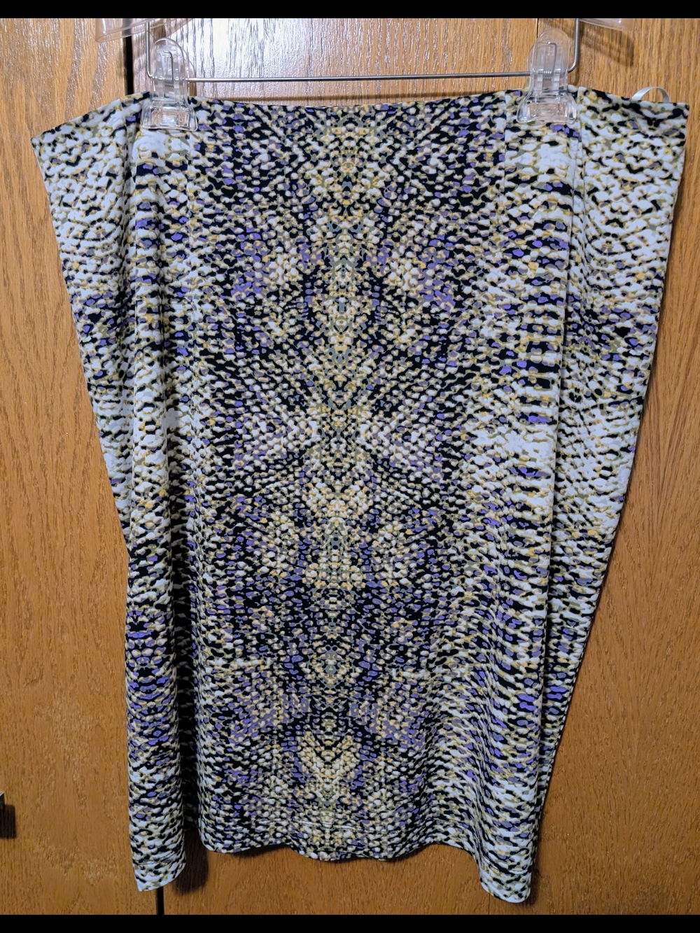 Abstract Snake-Print Midi Skirt in Yellow, Black & Purple